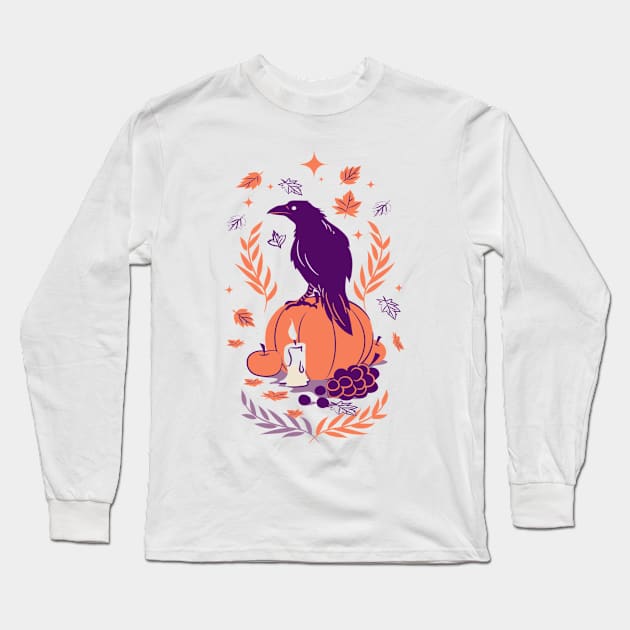 Mystical Raven Long Sleeve T-Shirt by Silvana Collection